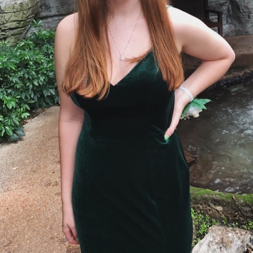 Velvet Green Long Dress, Size 10 - Gem